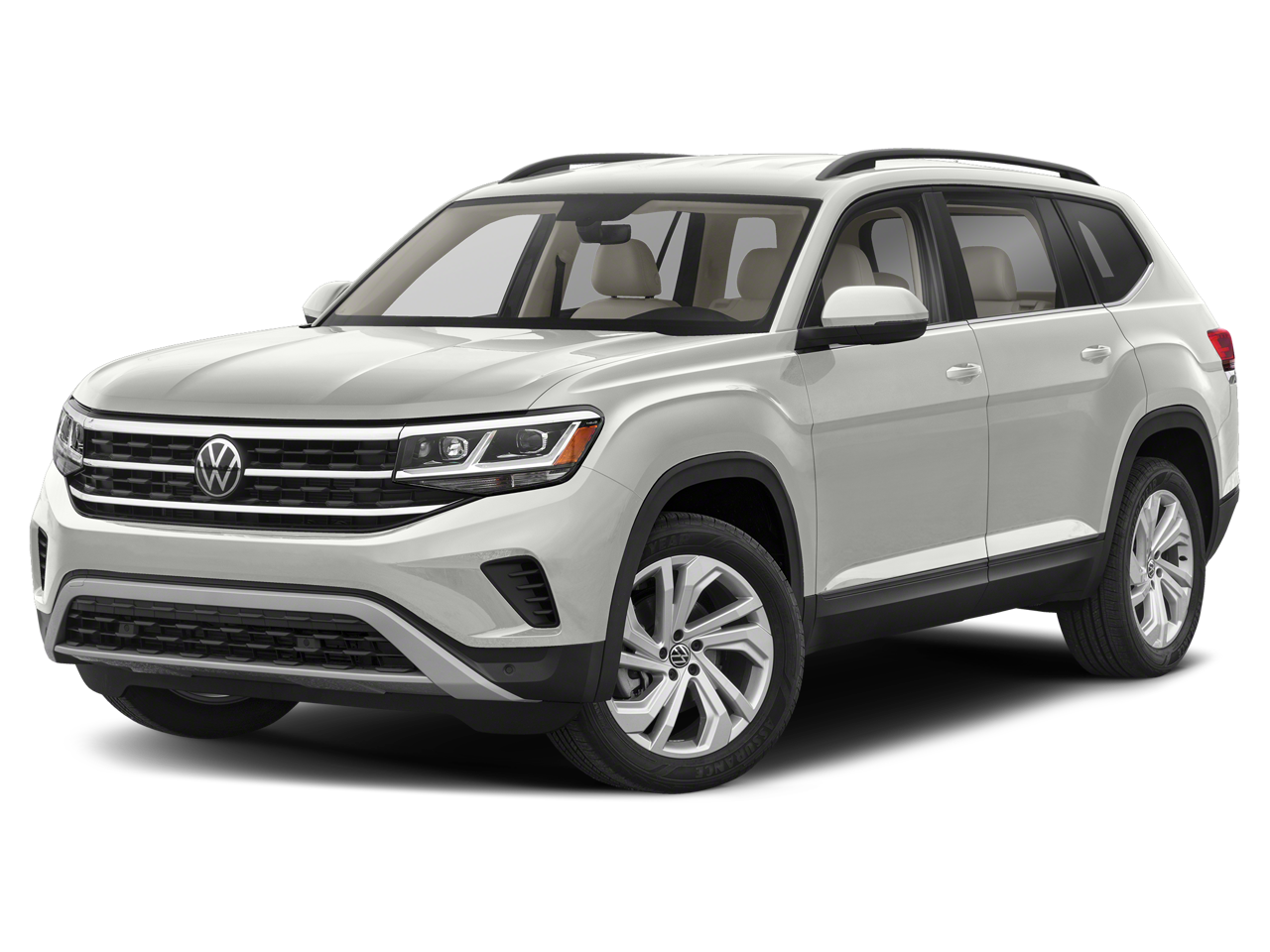 2023 Volkswagen Atlas 3.6 SE w/ Technology in Pure White — front three-quarter view