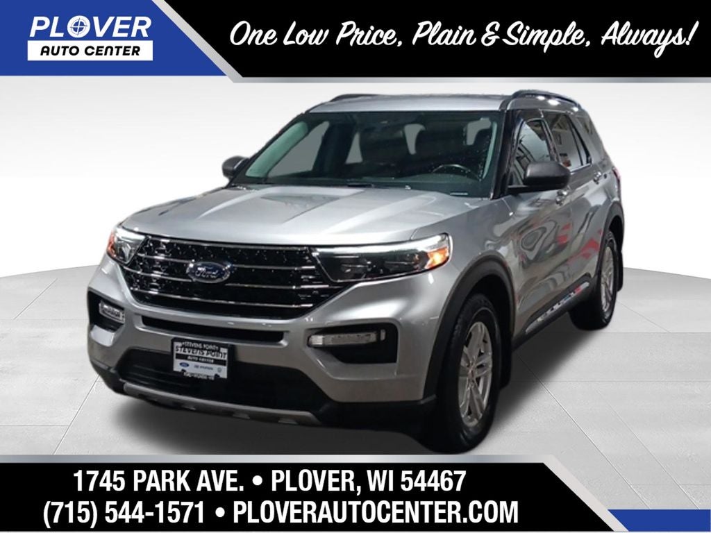 2020 Ford Explorer XLT in Iconic Silver Metallic — front three-quarter view