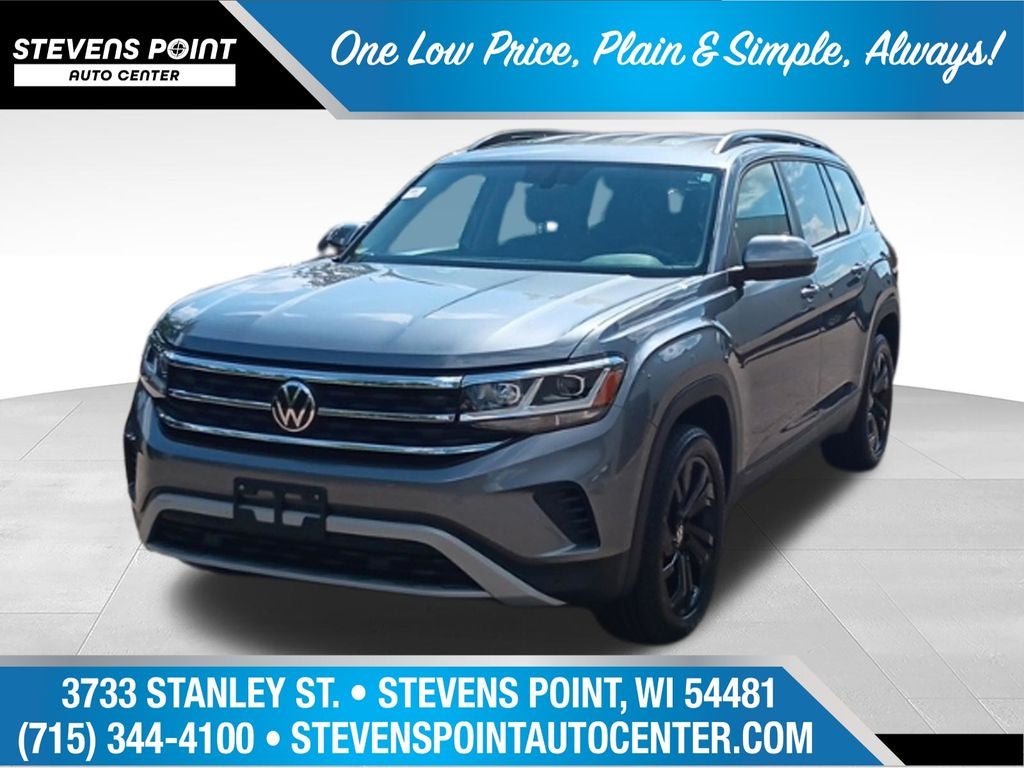 2023 Volkswagen Atlas 3.6 SE w/ Technology in Platinum Gray Metallic — front three-quarter view