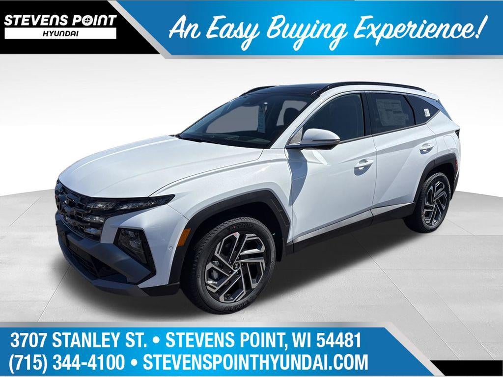 2026 Hyundai TUCSON Limited in White Pearl — front three-quarter view
