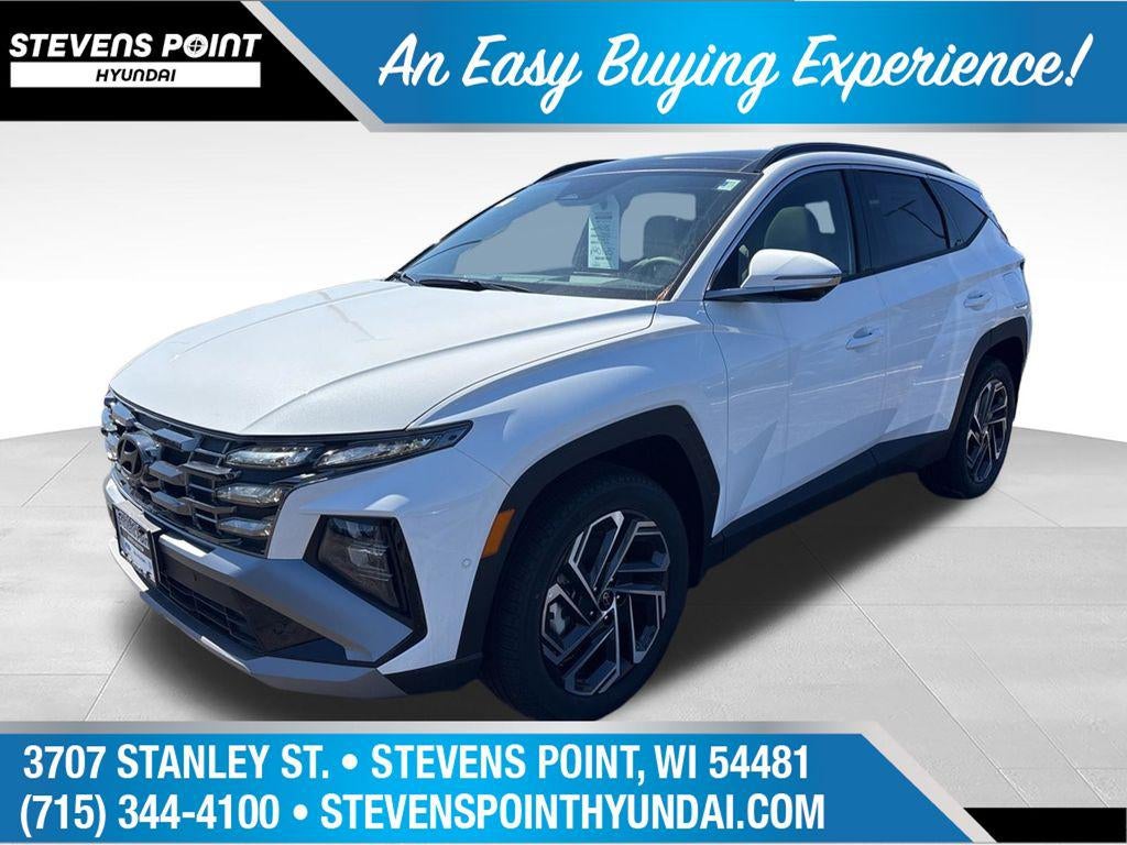 2026 Hyundai TUCSON Limited in White Pearl — front three-quarter view