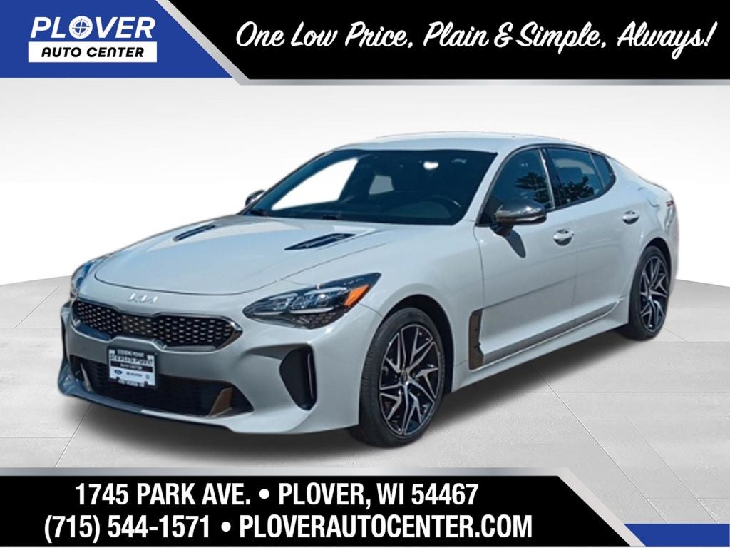 2022 Kia Stinger GT-Line in Ceramic Silver — front three-quarter view